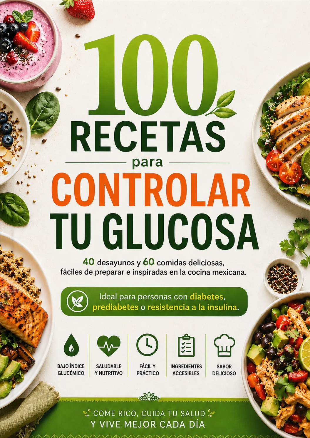 Portada de 100 Recetas para Controlar tu Glucosa