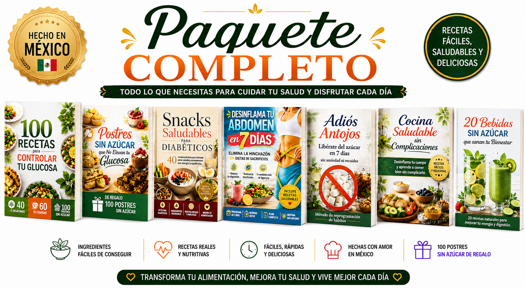 Paquete completo de recetas para cuidar tu glucosa