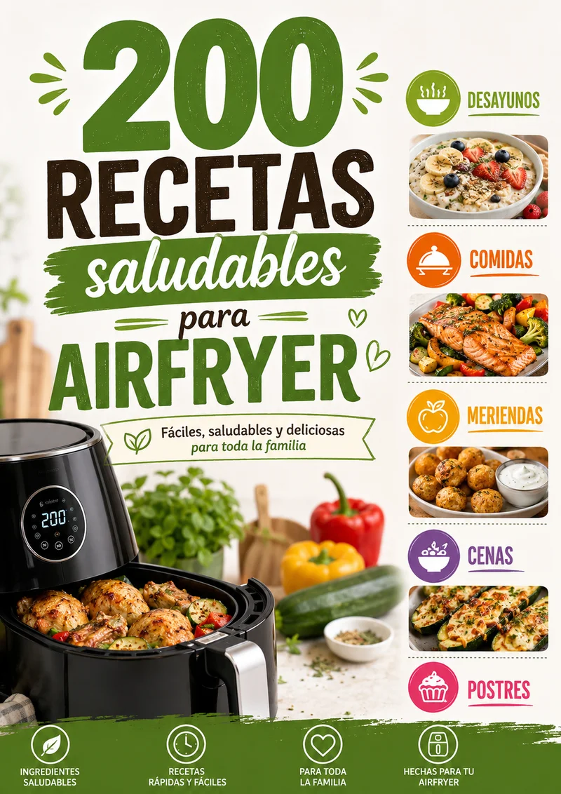 Portada de 200 Recetas Saludables para Airfryer