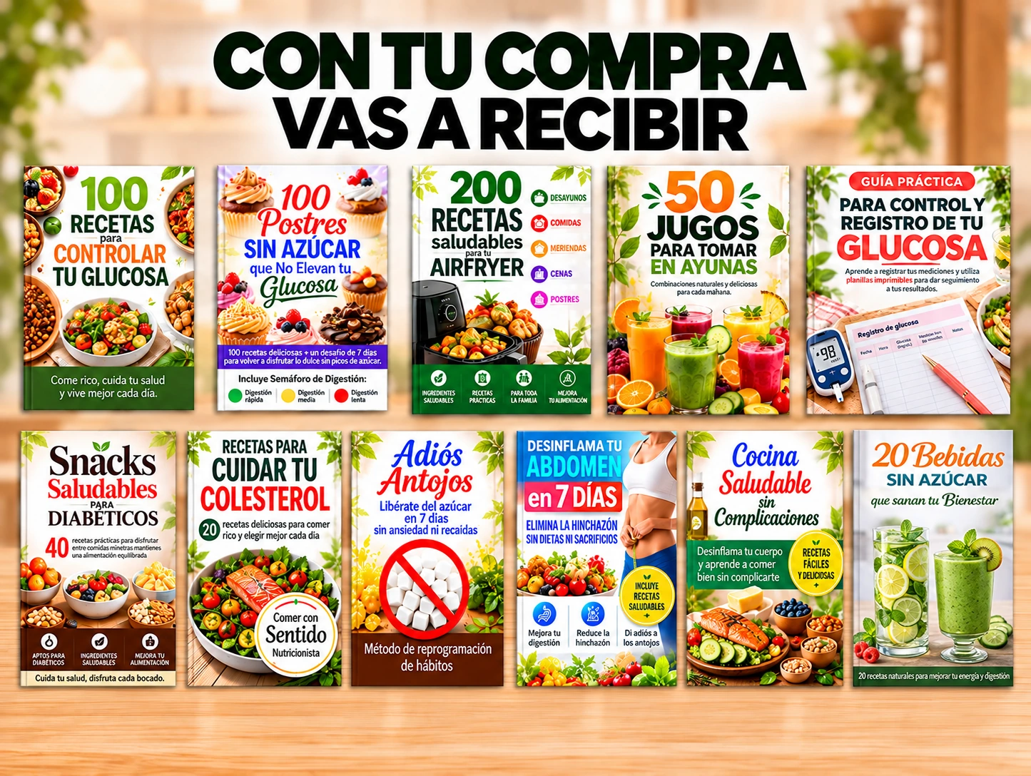 Con tu compra vas a recibir: los ebooks del sistema con 610 recetas