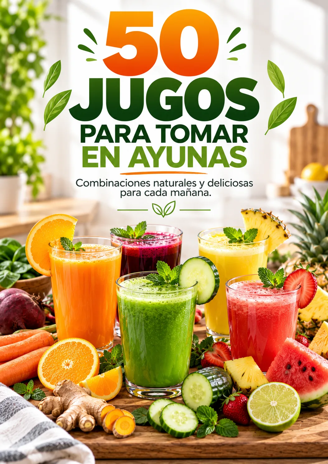 Portada de 50 Jugos para Tomar en Ayunas