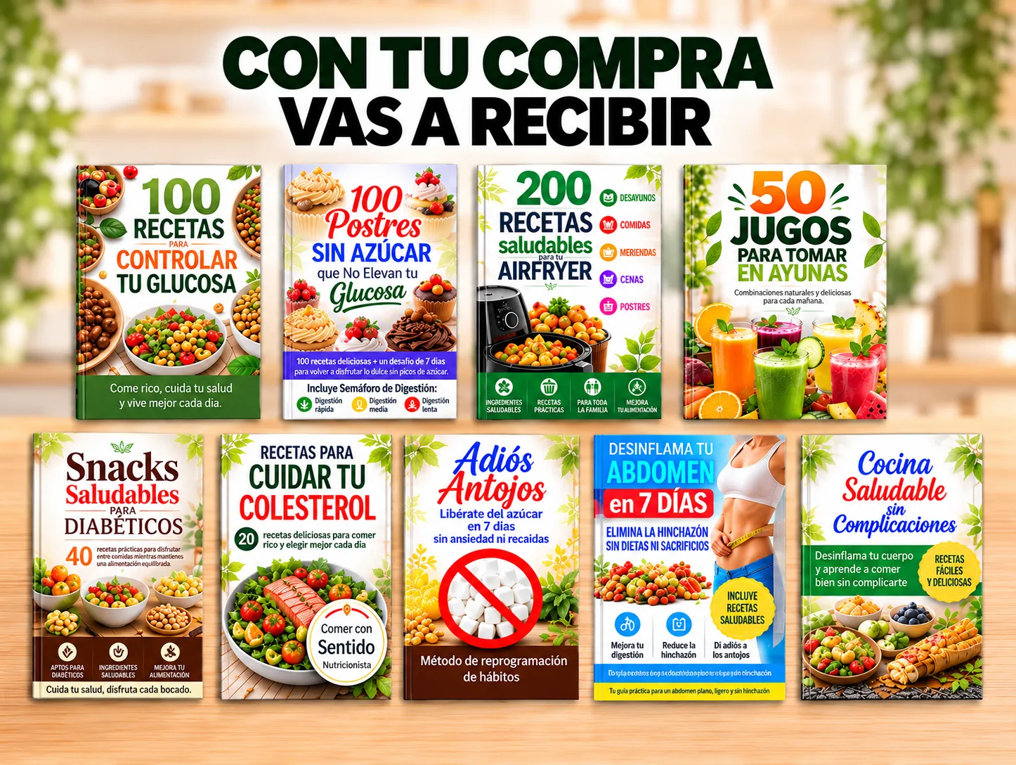 Con tu compra vas a recibir: los ebooks del sistema con 590 recetas